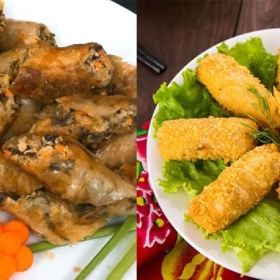 Khai vị 3 món : Mực chiên - chả giò - nem nướng 