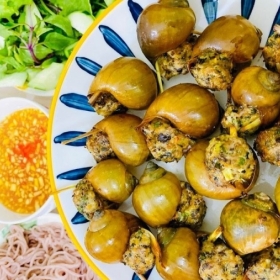 Khai vị 2 món : Ốc bưu - chả giò 